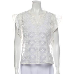Sandro Lace Pattern V-Neck Blouse